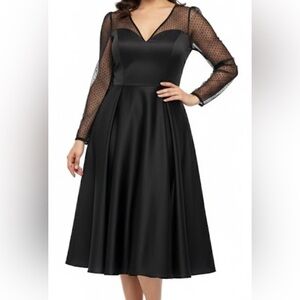 Adrianna Papell Black Long Sleeve Sweetheart Dress size 12 very elegant !